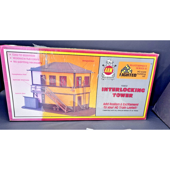 AHM Kit Interlocking Tower Building HO Scale Train Layout #15602 Lighted - Picture 1 of 16
